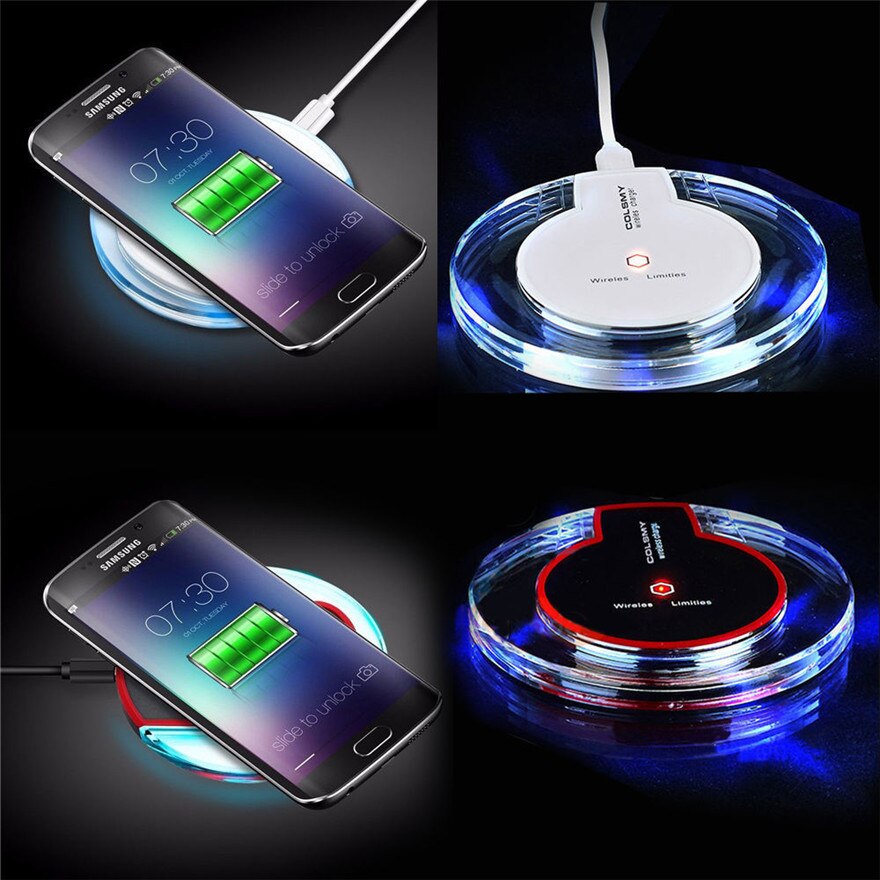 QI Wireless Charger Blue Light Crystal Charger
